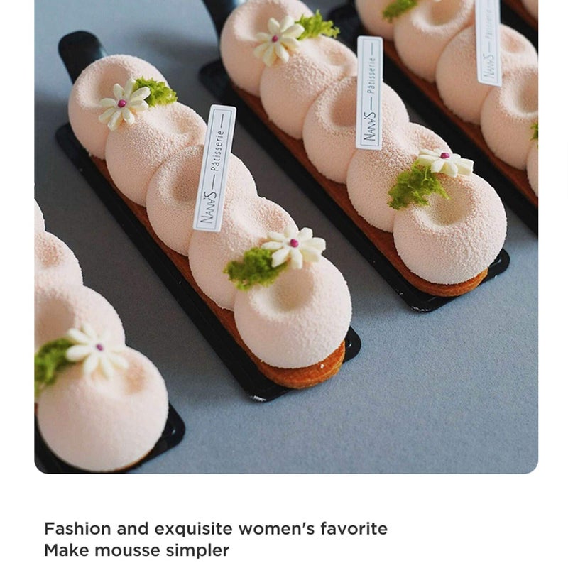 OCPO KITCHEN Eclair Silicone Mold for Baking Mousse Cake, French Dessert, Pastry, Chocolate, Ice Cream, Cake Decoration Mold, 3D Long Strip Flower Shape (6-Cavity) - Image 3